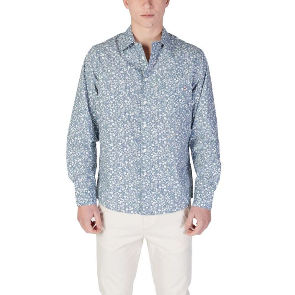 Replay Blue Cotton Pattern Men's Shirt